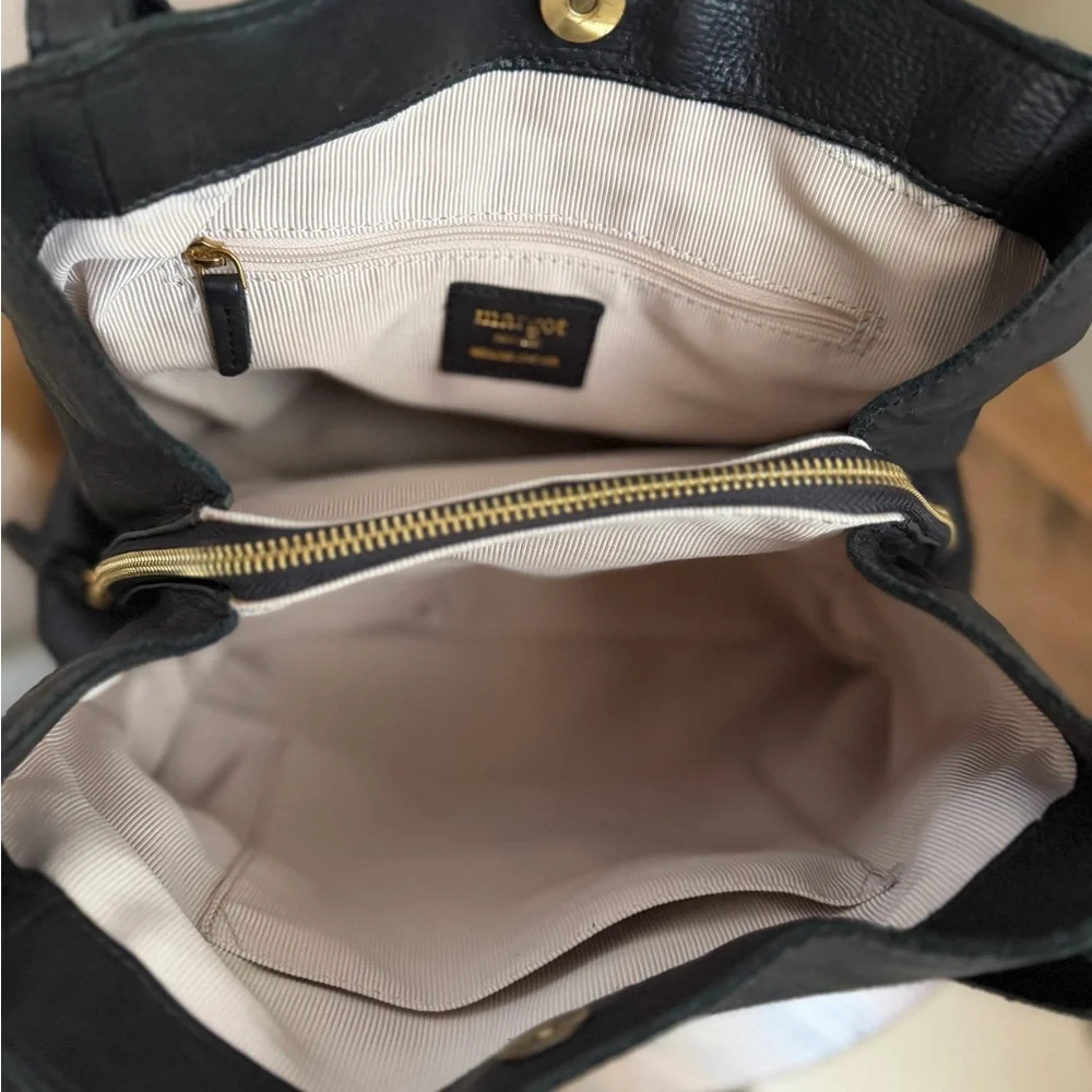 Classic Black Leather Shoulder Bag